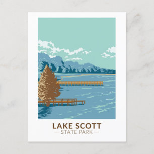 Lake Scott Staat Park Kansas Vintag Postkarte