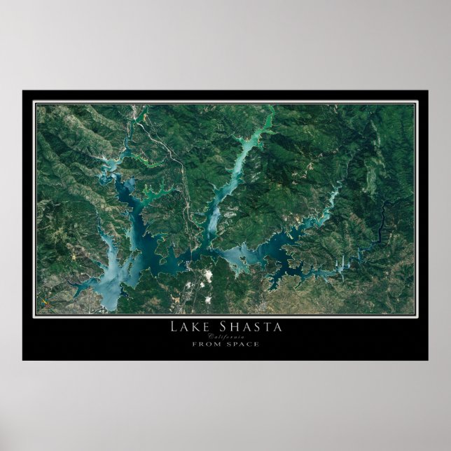 Lake Shasta California Satelliten-Poster Karte Poster (Vorne)