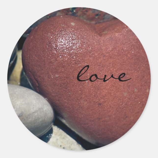 Lake Shore Red Heart Stone Runder Aufkleber (Vorderseite)