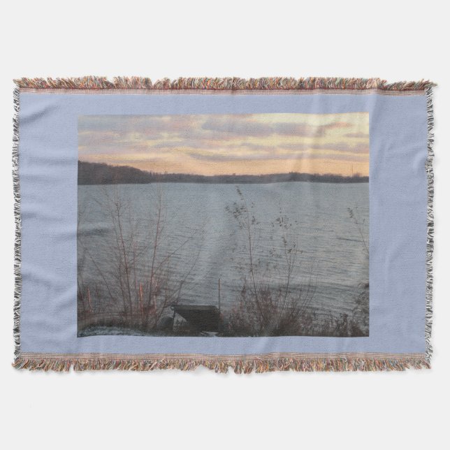 Lake Shore Sunset Blanket Decke (Vorderseite)