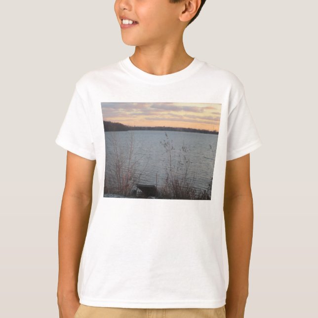 Lake Shore Sunset Kids Basic T - Shirt (Vorderseite)