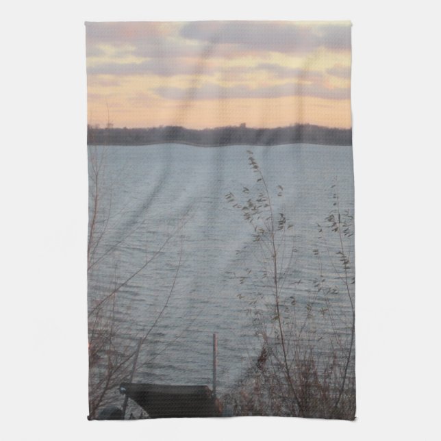 Lake Shore Sunset Kittuch Geschirrtuch (Vertikal)