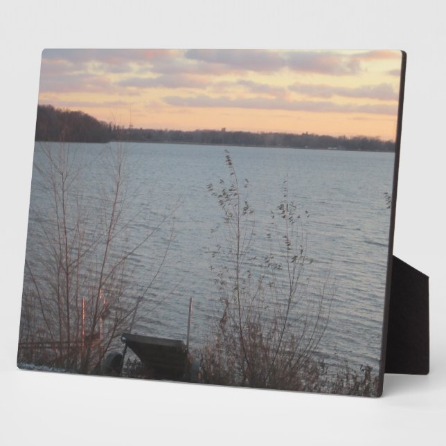 Lake Shore Sunset Plaque Fotoplatte (Seite)