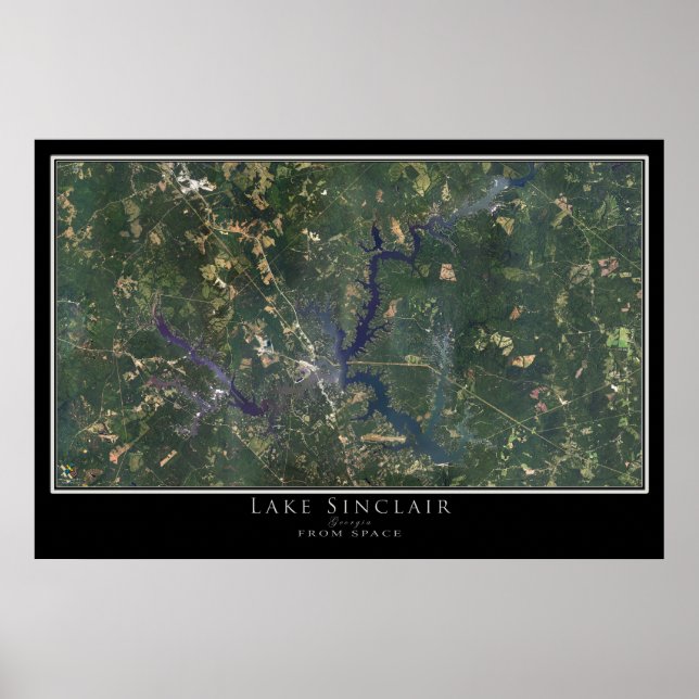 Lake Sinclair Georgia Satellite Poster Karte (Vorne)