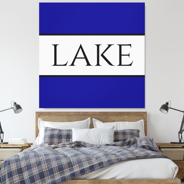 LAKE Sporty Bold Navy Blue White Summer Strips Leinwanddruck (Insitu (Schlafzimmer))