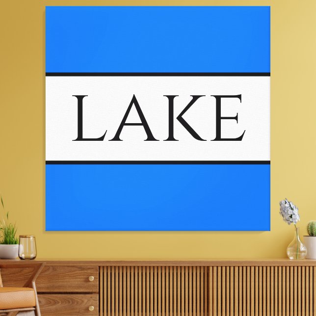 LAKE Sporty Fun Bright Blue White Summer Streifen Leinwanddruck (Insitu (Wohnzimmer))