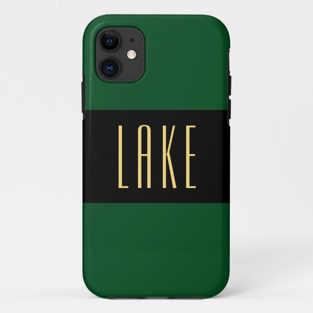 LAKE Sporty Wide Dark Camp Green Black Strips Case-Mate iPhone Hülle (Rückseite)