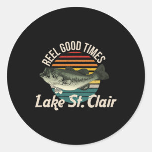 Lake St Clair Lake Life Reel Gute Zeiten Fischen Runder Aufkleber
