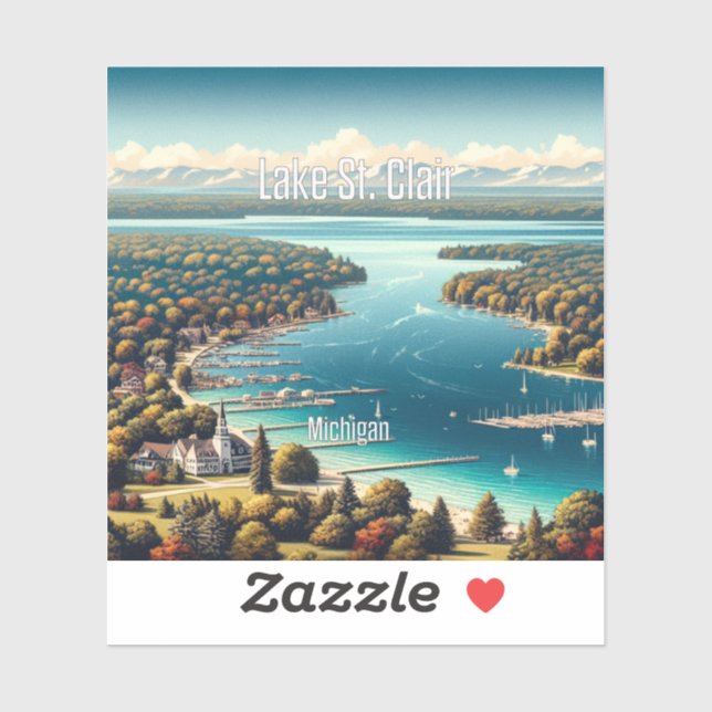 Lake St Clair Michigan 3 Inch Vinyl Sticker (Blatt)