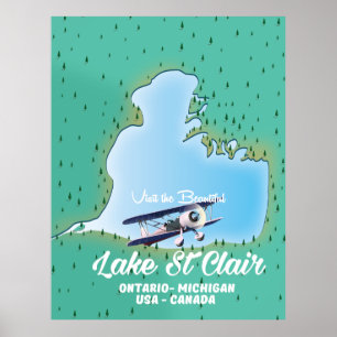Lake St Clair USA Kanadische Seekarte Poster