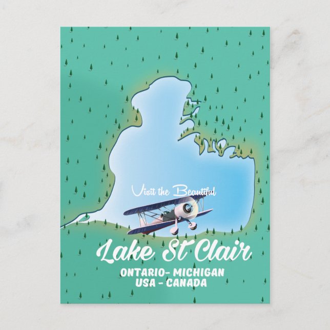 Lake St Clair USA Kanadische Seekarte Postkarte (Vorderseite)