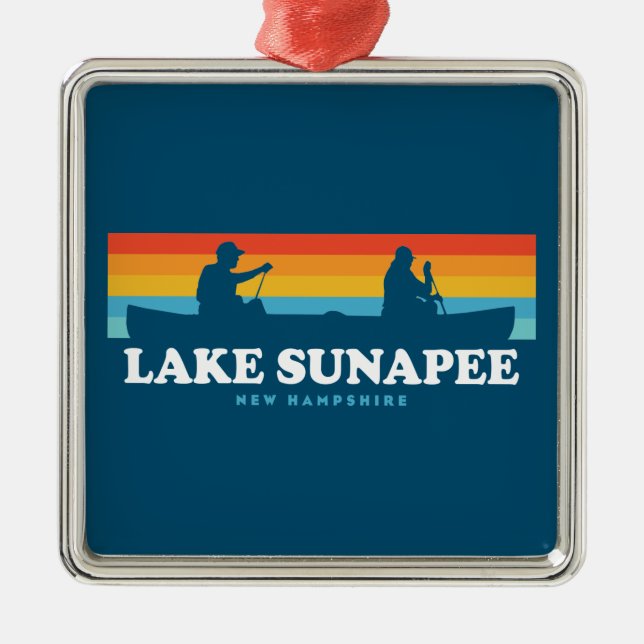 Lake Sunapee New Hampshire Canoe Ornament Aus Metall (Vorne)
