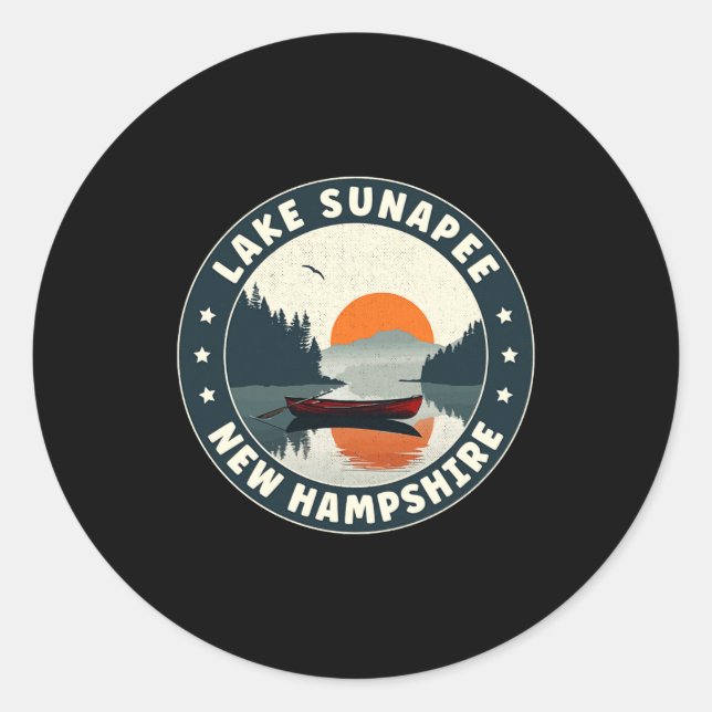Lake Sunapee New Hampshire Sunset T Shirt  Runder Aufkleber (Vorderseite)