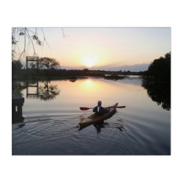 Lake Sunrise Kayaking Serene Waters Landscape Acryl Wandkunst
