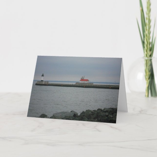 "Lake Superior Lighthouses" Geburtstagskarte Karte (Vorderseite)