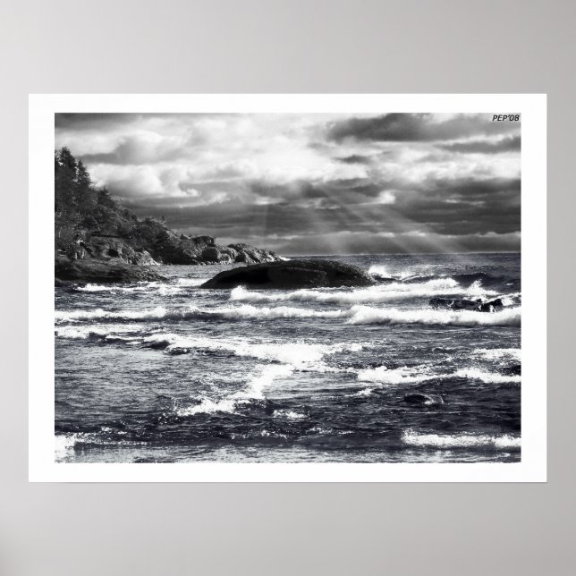 Lake Superior Lightrays Poster (Vorne)