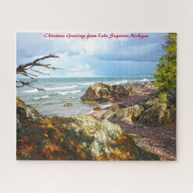 Lake Superior Michigan.Christmas Grüße Puzzle (Horizontal)