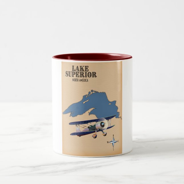 Lake Superior North America - Karte Zweifarbige Tasse (Mittel)