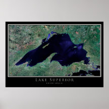 Lake Superior Satellite Poster Map