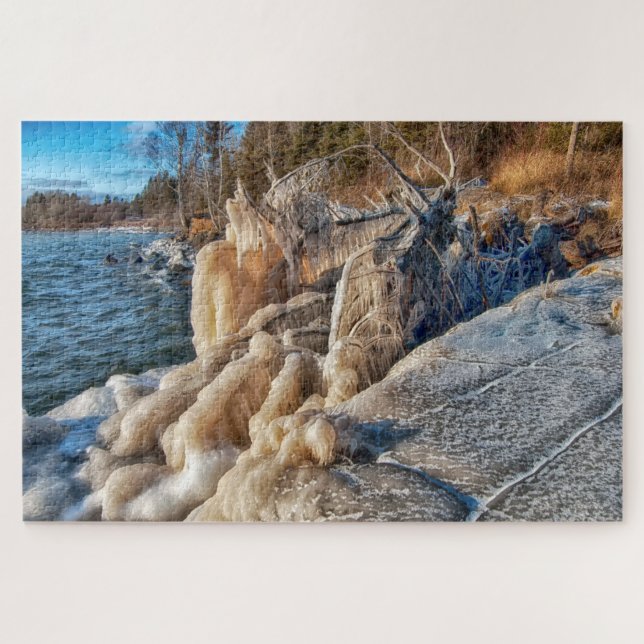 Lake Superior Shore and Icicles Jigsaw Puzzle (Horizontal)