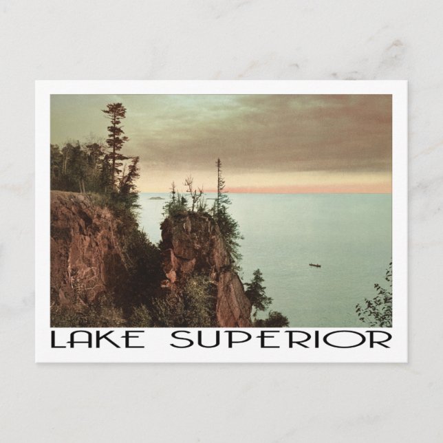 Lake Superior Vintage Travel Style Postkarte (Vorderseite)