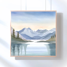 Lake Tahoe | Aquarell-Berglandschaft Poster
