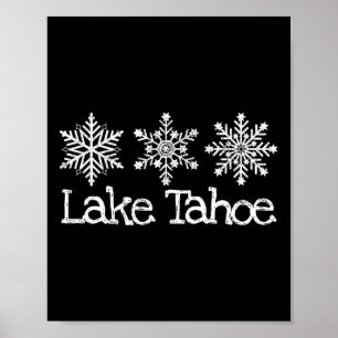Lake Tahoe Berg Skifahrer Skifahren Rustikale Schn Poster