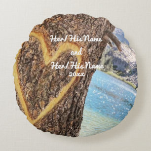 Lake Tahoe Blue Water Tree Herzliche Liebe Rundes Kissen