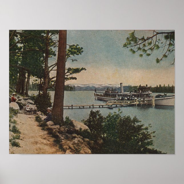 Lake Tahoe, CA - Emerald Bay View mit Steamer Poster (Vorne)