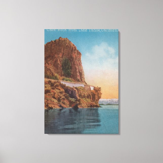 Lake Tahoe, CA - Höhlenfelsen vom Lake View Leinwanddruck (Vorderseite)