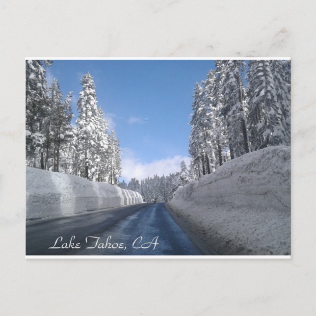 Lake Tahoe, CA mit vielen Schneekarten Postkarte (Vorderseite)