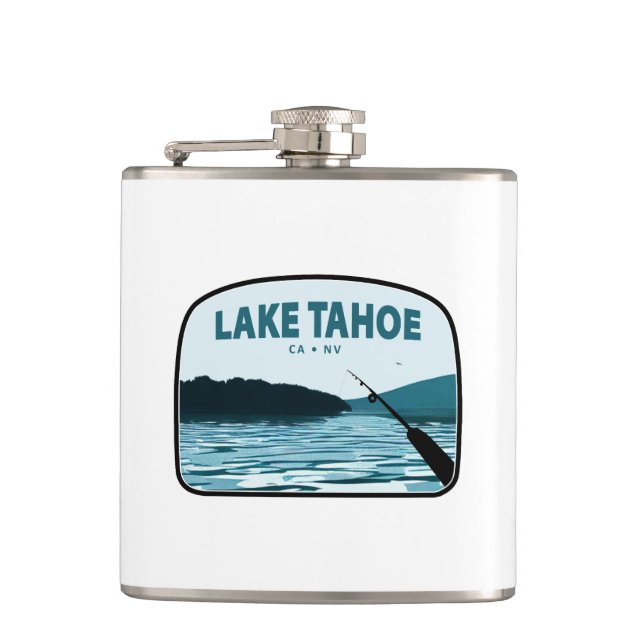Lake Tahoe California Nevada Angelrute Flachmann (Vorderseite)