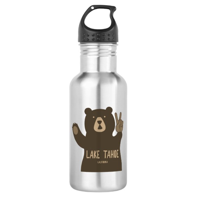 Lake Tahoe California Nevada Peace Bear Edelstahlflasche (Vorderseite)