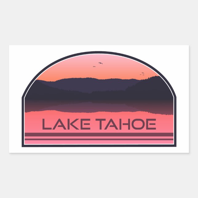 Lake Tahoe California Nevada Red Sunrise Rechteckiger Aufkleber (Vorderseite)