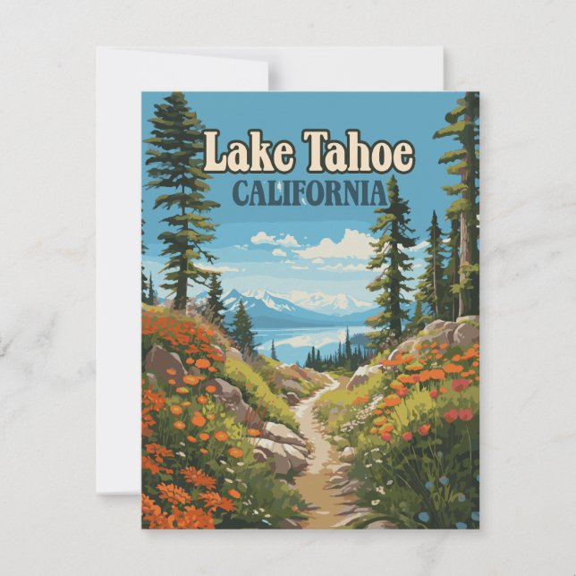 Lake Tahoe California Nevada Retro Travel Card (Vorderseite)