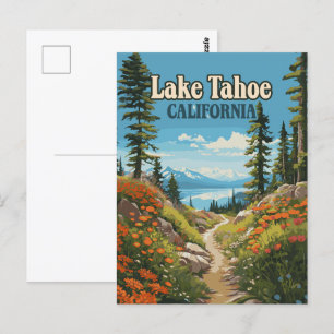 Lake Tahoe California Nevada Retro Travel Postkarte