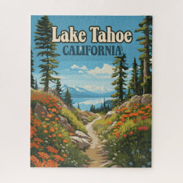 Lake Tahoe California Nevada Retro Travel Puzzle