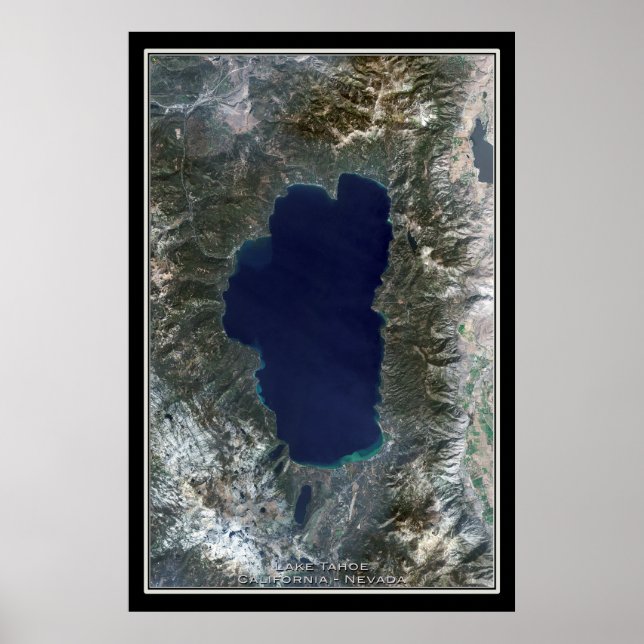 Lake Tahoe California Nevada Satellite Poster Kart (Vorne)