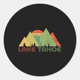 Lake Tahoe California Nevada Skifahren Ski C Runder Aufkleber