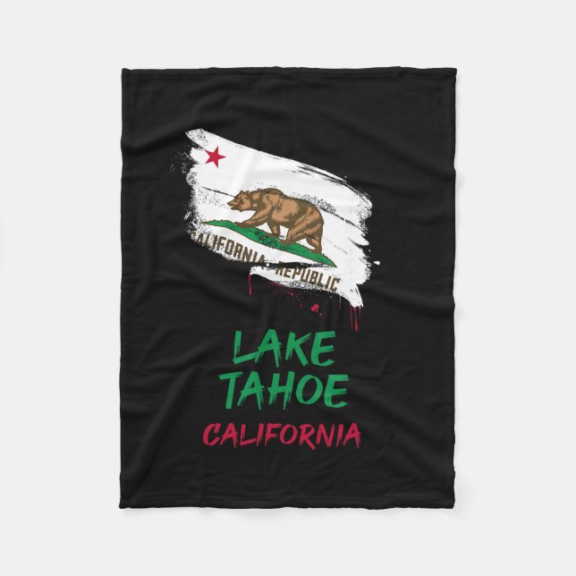 Lake Tahoe California Paint Splatter Flag Vacation Fleecedecke (Vorderseite)