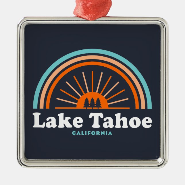 Lake Tahoe California Rainbow Ornament Aus Metall (Vorne)