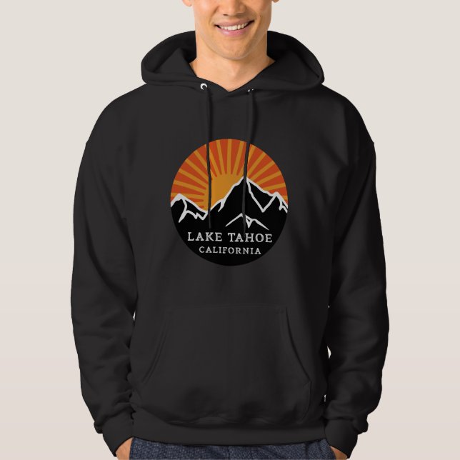 Lake Tahoe California Retro Sunset Mountain Hoodie (Vorderseite)