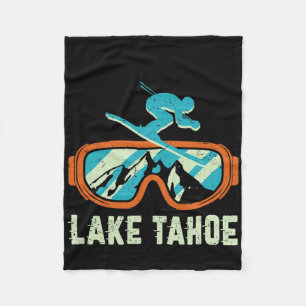 Lake Tahoe California Retro Vintages Skifahren Fleecedecke