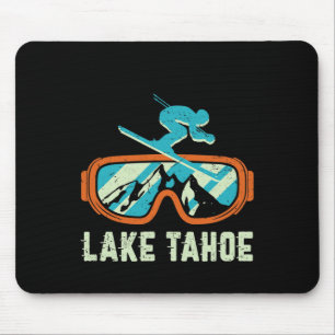 Lake Tahoe California Retro Vintages Skifahren Mousepad