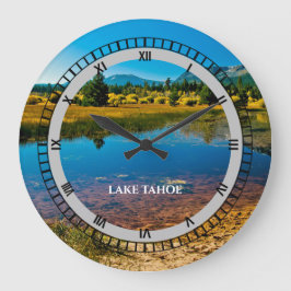 Lake Tahoe California Souvenir Christmas Glitzer Große Wanduhr