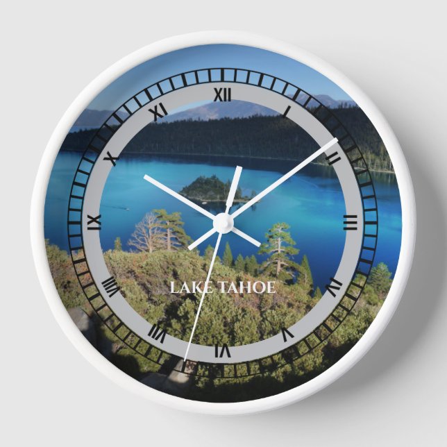 Lake Tahoe California Souvenir Christmas White Uhr (Vorderseite)