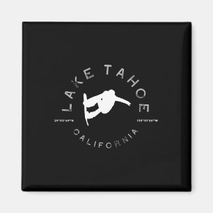 Lake Tahoe California Vintag Graphic Snowboard T Magnet