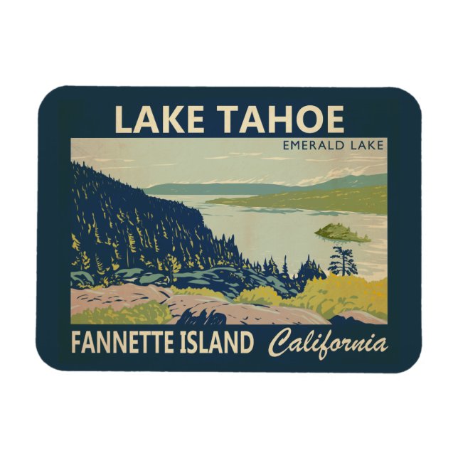 Lake Tahoe Fannette Island Kalifornien Vintag Magnet (Horizontal)