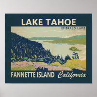 Lake Tahoe Fannette Island Kalifornien Vintag