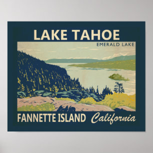 Lake Tahoe Fannette Island Kalifornien Vintag Poster